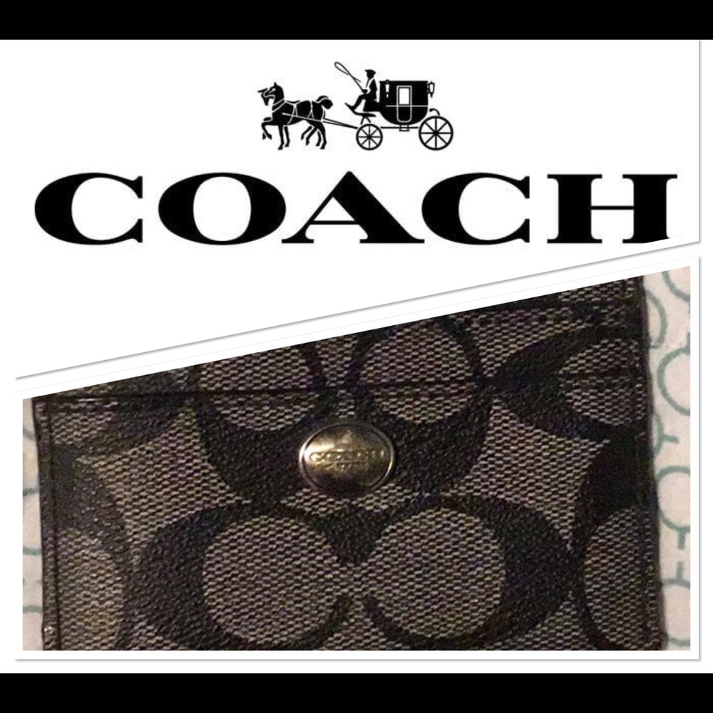 Coach Card Holder Black Monogram